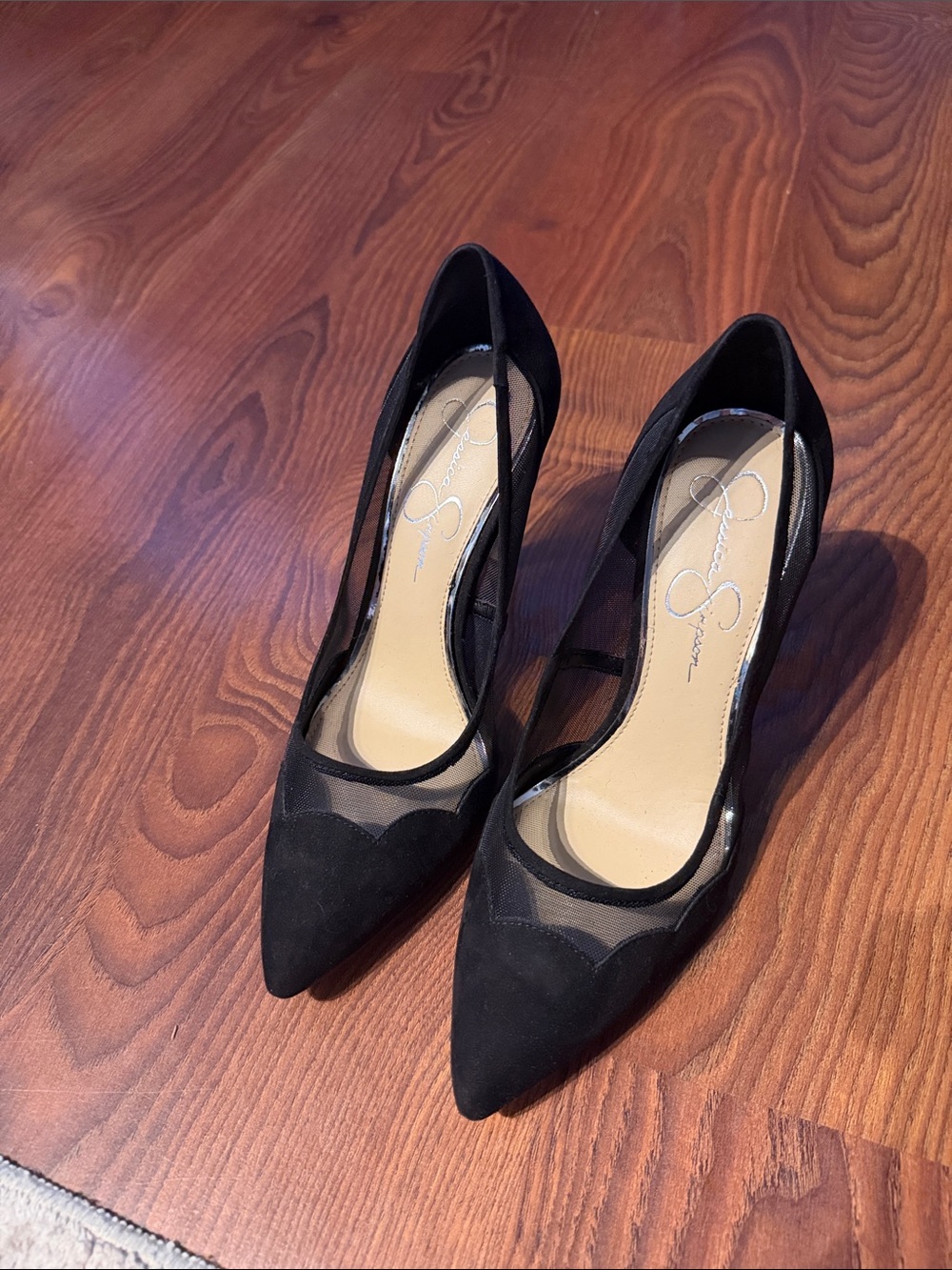 Jessica Simpson Black Pointed-Toe Mesh Pumps size 8.5